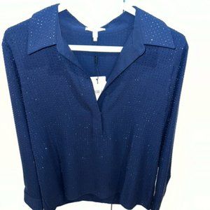 Reiss Matilda Embellished Shirt - Navy - Size US6 / UK10 - New With Tags